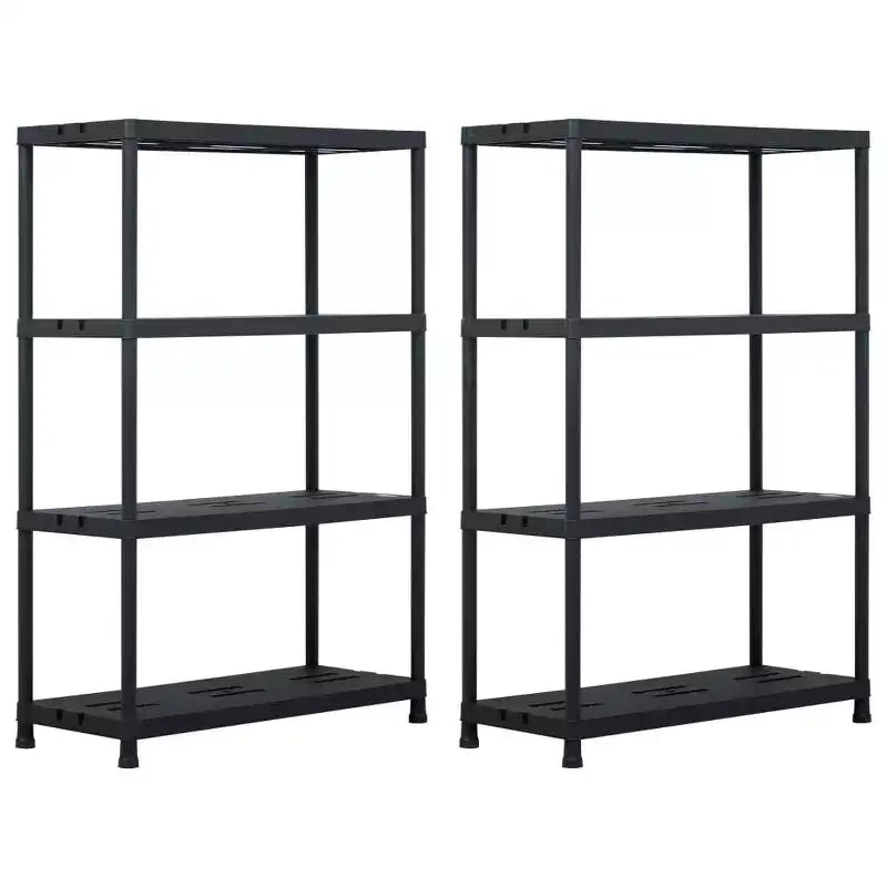 vidaXL Storage Shelf Racks 2 pcs Black 485 lb 35.4x15.7x54.3 Plastic