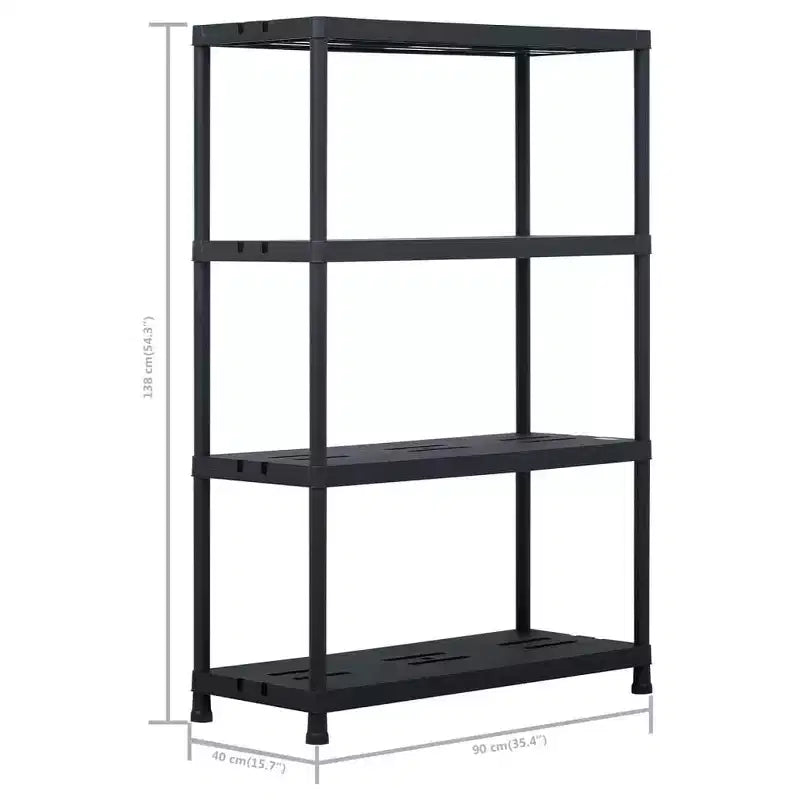 Étagères de rangement 2 pcs Noir 220 kg 90x40x138 cm Plastique