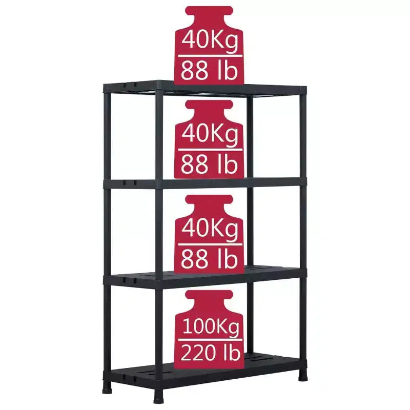 Étagères de rangement 2 pcs Noir 220 kg 90x40x138 cm Plastique