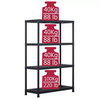 Étagères de rangement 2 pcs Noir 220 kg 90x40x138 cm Plastique