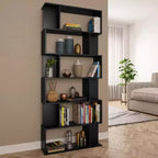 Armoire à livres noire en bois d'ingénierie 80 x 24 x 192 cm