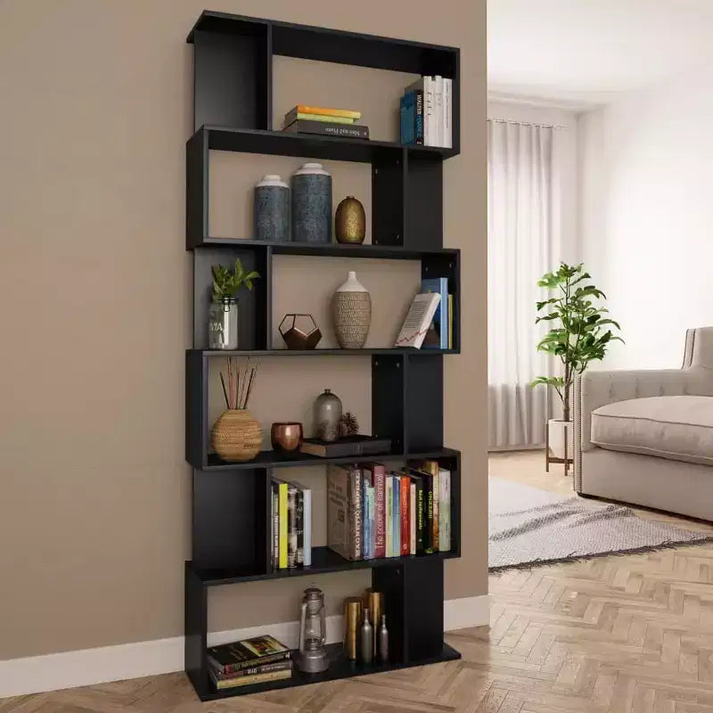 Armoire à livres noire en bois d'ingénierie 80 x 24 x 192 cm