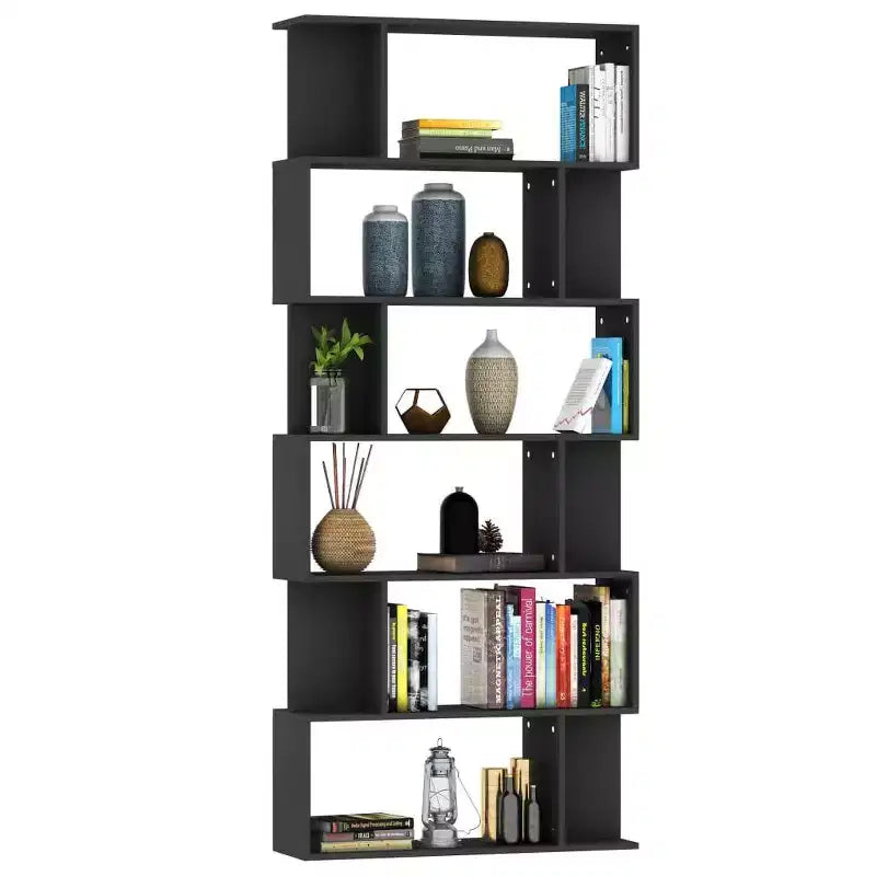 Armoire à livres noire en bois d'ingénierie 80 x 24 x 192 cm