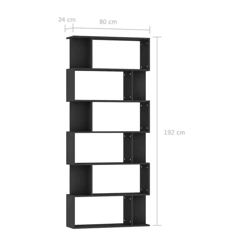Armoire à livres noire en bois d'ingénierie 80 x 24 x 192 cm