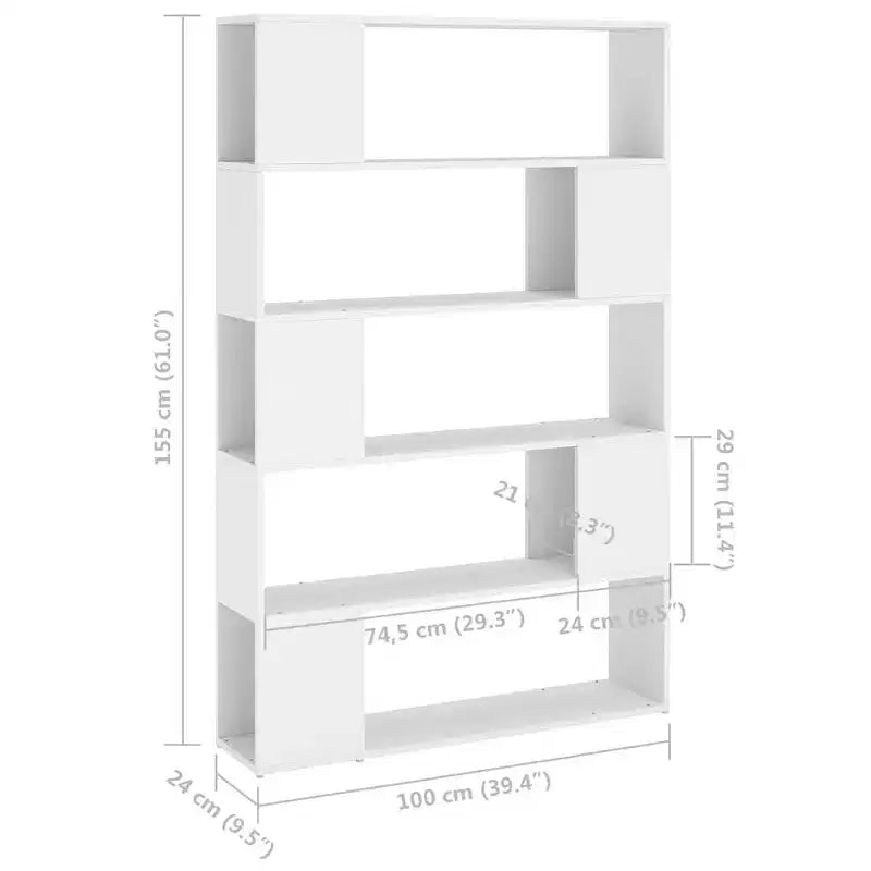 Bibliothèque/Meuble de rangement, blanc, bois d'ingénierie, 100x24x155 cm