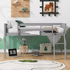 FAMYYT Full Size Loft Bed With Ladder, Easy Assembly, Gray