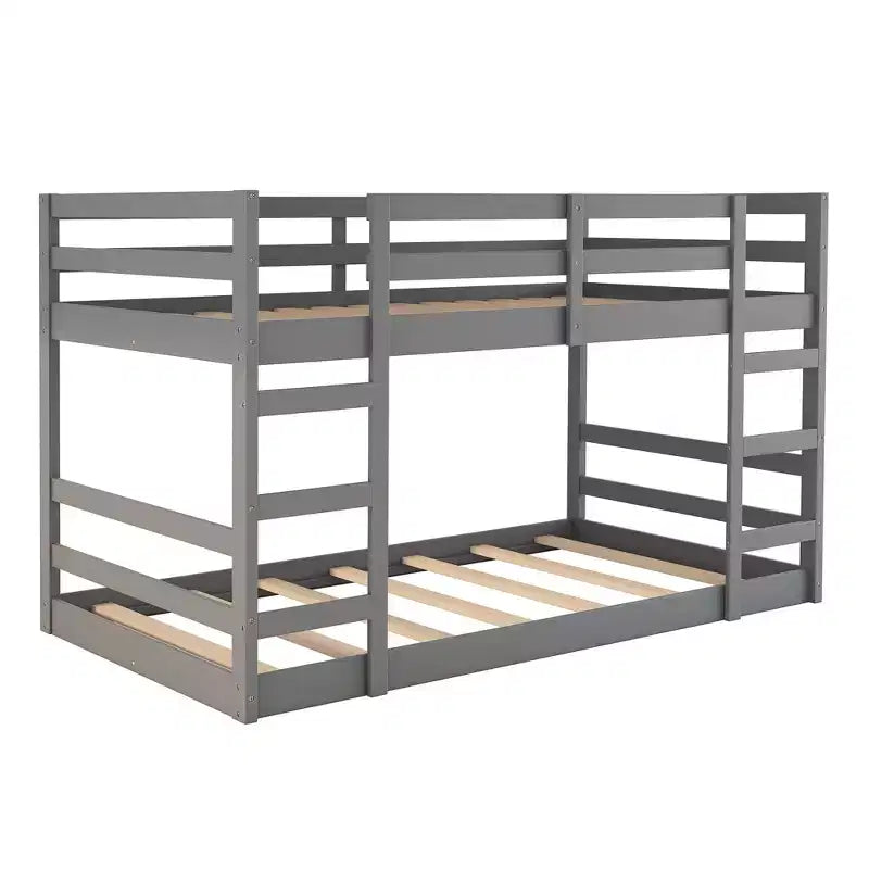 Lit superposé simple en bois avec échelle, montage facile