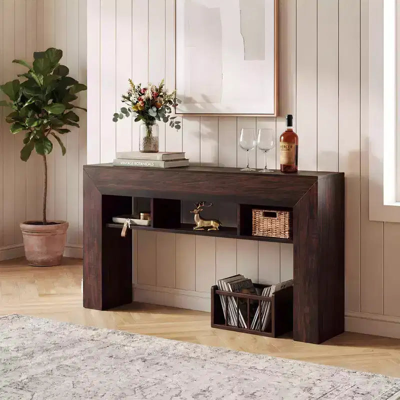 Farmhouse 60 Entryway Table with Drawer  Narrow Console Table with Storage & Drawers, Entry Table for Behind Couch, Hallway, Foyer