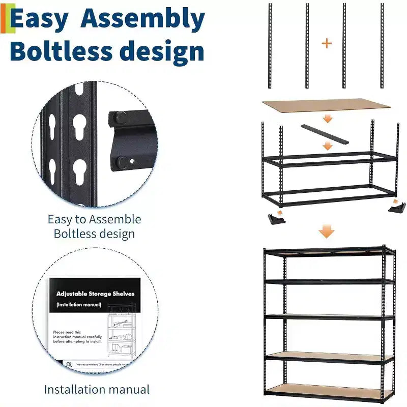 Étagère de garage, capacité de 1 134 kg, étagères de rangement réglables en acier, rayonnages de rangement robustes pour sous-sol, entrepôt, atelier