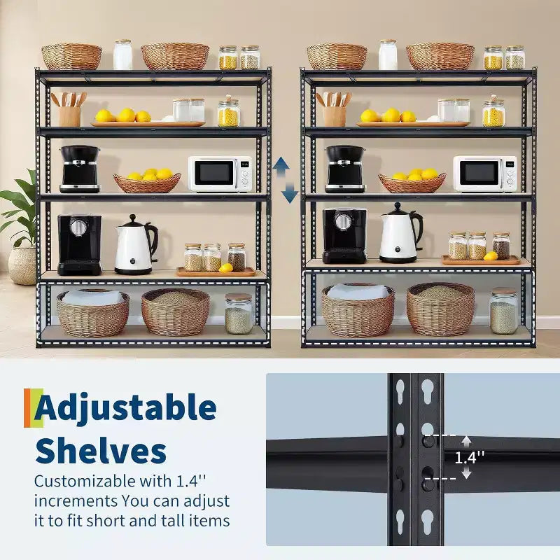 Étagère de garage, capacité de 1 134 kg, étagères de rangement réglables en acier, rayonnages de rangement robustes pour sous-sol, entrepôt, atelier