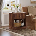Fluted Nightstand with Drawer, Mid Century Modern Bedside Table, Wood Accent End Table for Bedroom, Living Room Side Table for Small Spaces, Brown