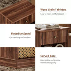 Table de chevet cannelée avec tiroir, Table de chevet de style moderne du milieu du siècle, Table d'appoint en bois pour chambre à coucher, Table d'appoint de salon pour petits espaces, Marron