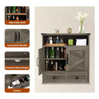Meuble de salle de bain mural de 24 po, style ferme, avec portes coulissantes - Armoire à pharmacie avec étagère réglable pour salle de bain et buanderie