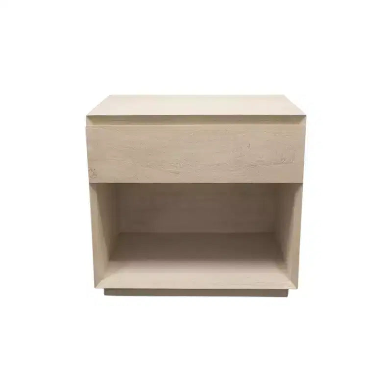 HomeRoots 24 Natural Solid Wood Ribbed Texture One Drawer Nightstand