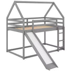 Lit en bois jumeau avec échelle, toboggan, garde-corps, assemblage facile