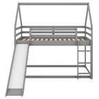 Lit en bois jumeau avec échelle, toboggan, garde-corps, assemblage facile