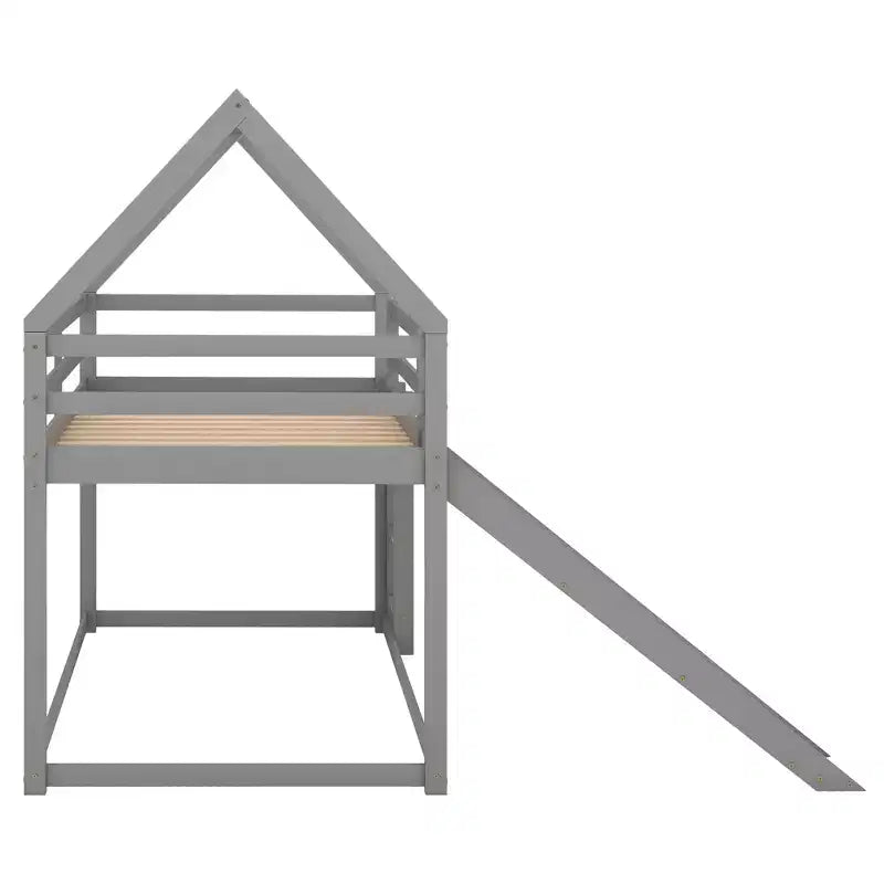 Lit en bois jumeau avec échelle, toboggan, garde-corps, assemblage facile