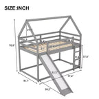 Lit en bois jumeau avec échelle, toboggan, garde-corps, assemblage facile