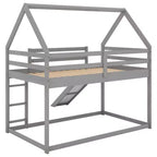 Lit en bois jumeau avec échelle, toboggan, garde-corps, assemblage facile