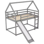 Lit en bois jumeau avec échelle, toboggan, garde-corps, assemblage facile