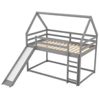 Lit en bois jumeau avec échelle, toboggan, garde-corps, assemblage facile