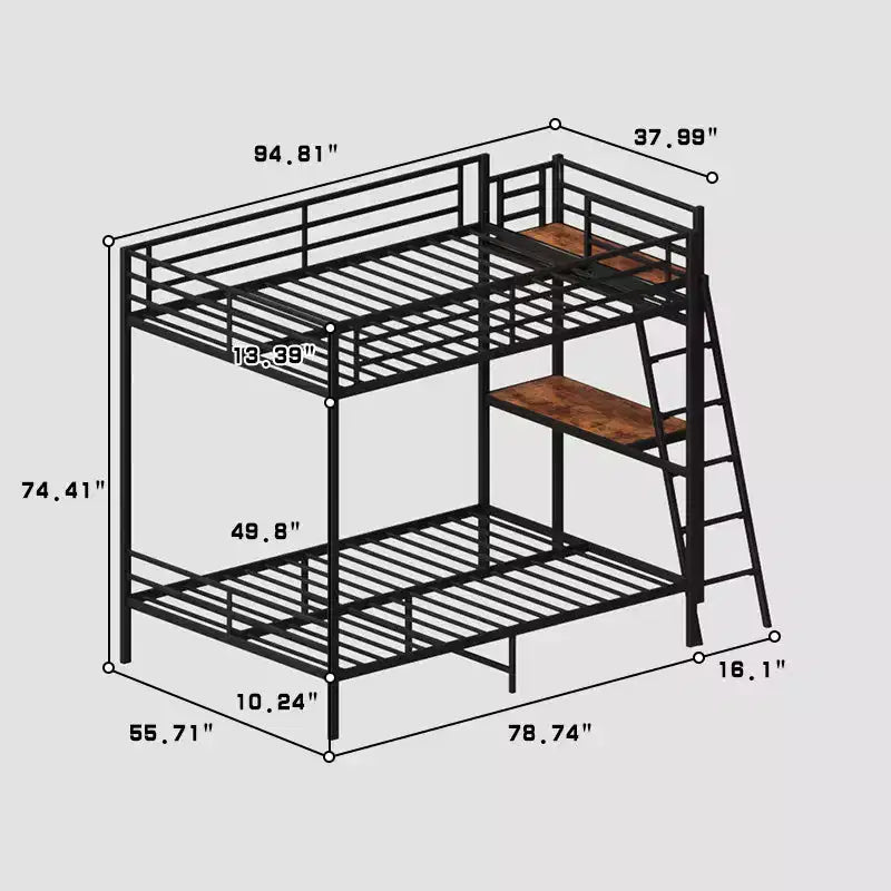 Lit superposé en métal moderne pleine grandeur avec bureau intégré pour chambre et dortoir