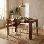 Ensemble table à manger et 6 tabourets, Table de cuisine moderne avec 6 tabourets en métal, Ensemble de salle à manger compact pour salle à manger, cuisine, appartement