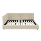 Cadre de lit de repos rembourré pleine grandeur avec dossier et accoudoirs, lit d'angle moderne en forme de L pour chambre à coucher et salon