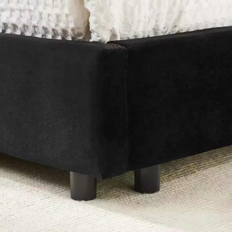 Cadre de lit de repos rembourré pleine grandeur avec dossier et accoudoirs, lit d'angle moderne en forme de L pour chambre à coucher et salon