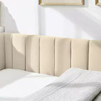 Cadre de lit de repos rembourré pleine grandeur avec dossier et accoudoirs, lit d'angle moderne en forme de L pour chambre à coucher et salon