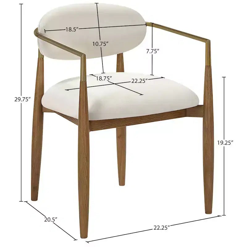 Chaise de salle à manger capitonnée en tissu performant avec accoudoirs, lot de 2