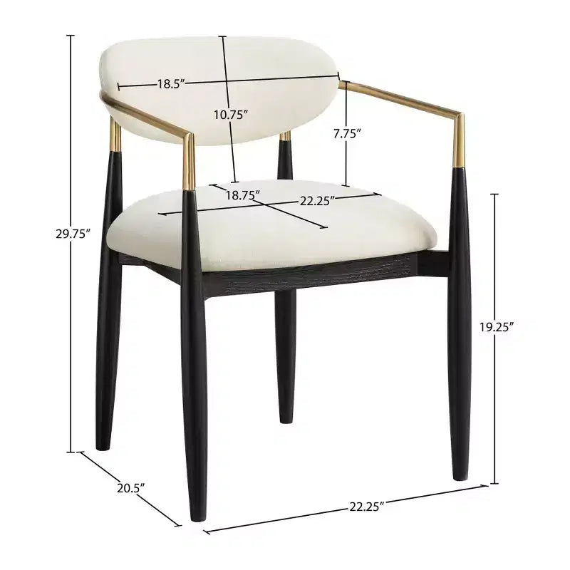 Chaise de salle à manger capitonnée en tissu performant avec accoudoirs, lot de 2