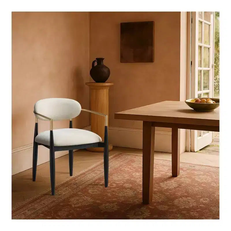 Chaise de salle à manger capitonnée en tissu performant avec accoudoirs, lot de 2