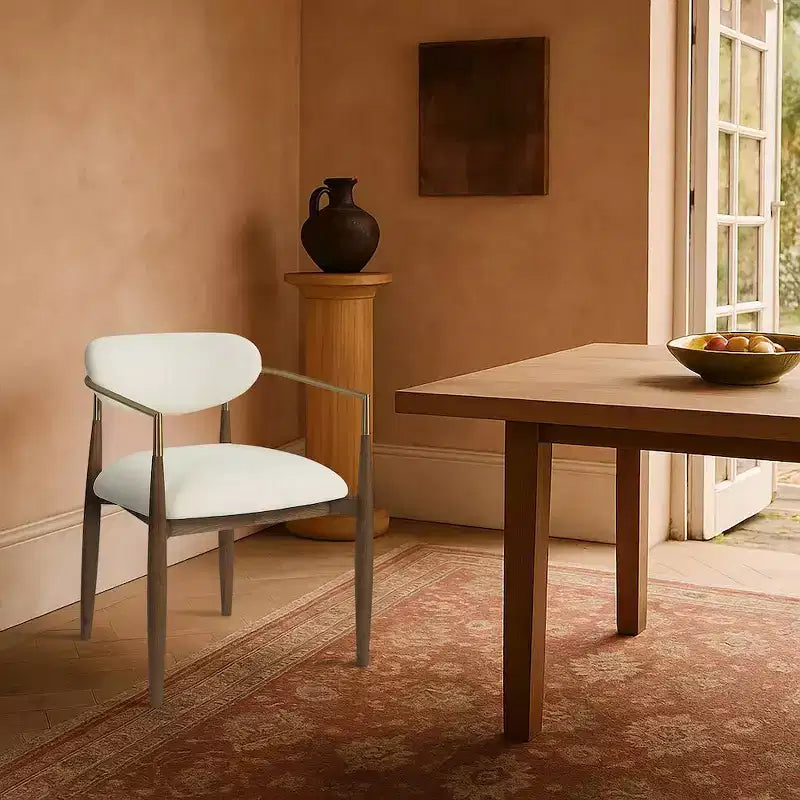 Chaise de salle à manger capitonnée en tissu performant avec accoudoirs, lot de 2
