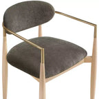 Chaise de salle à manger capitonnée en tissu performant avec accoudoirs, lot de 2