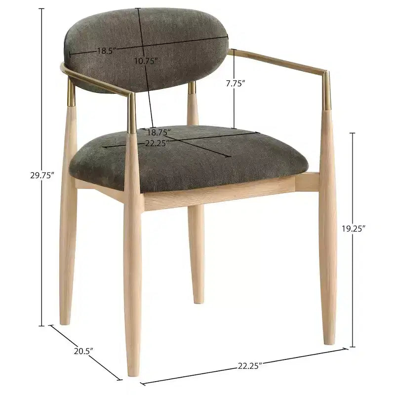 Chaise de salle à manger capitonnée en tissu performant avec accoudoirs, lot de 2