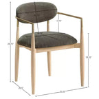 Chaise de salle à manger capitonnée en tissu performant avec accoudoirs, lot de 2