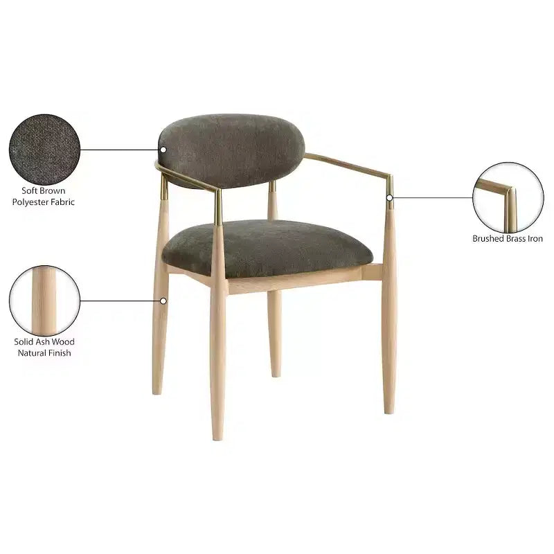 Chaise de salle à manger capitonnée en tissu performant avec accoudoirs, lot de 2
