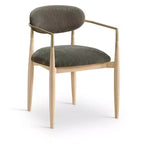 Chaise de salle à manger capitonnée en tissu performant avec accoudoirs, lot de 2