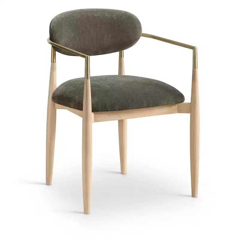 Chaise de salle à manger capitonnée en tissu performant avec accoudoirs, lot de 2