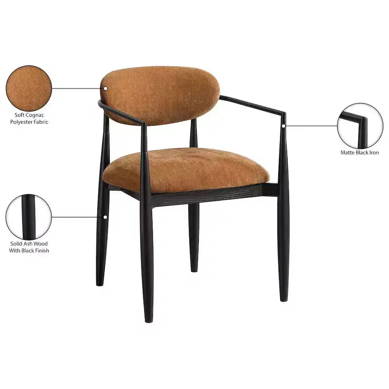 Chaise de salle à manger capitonnée en tissu performant avec accoudoirs, lot de 2