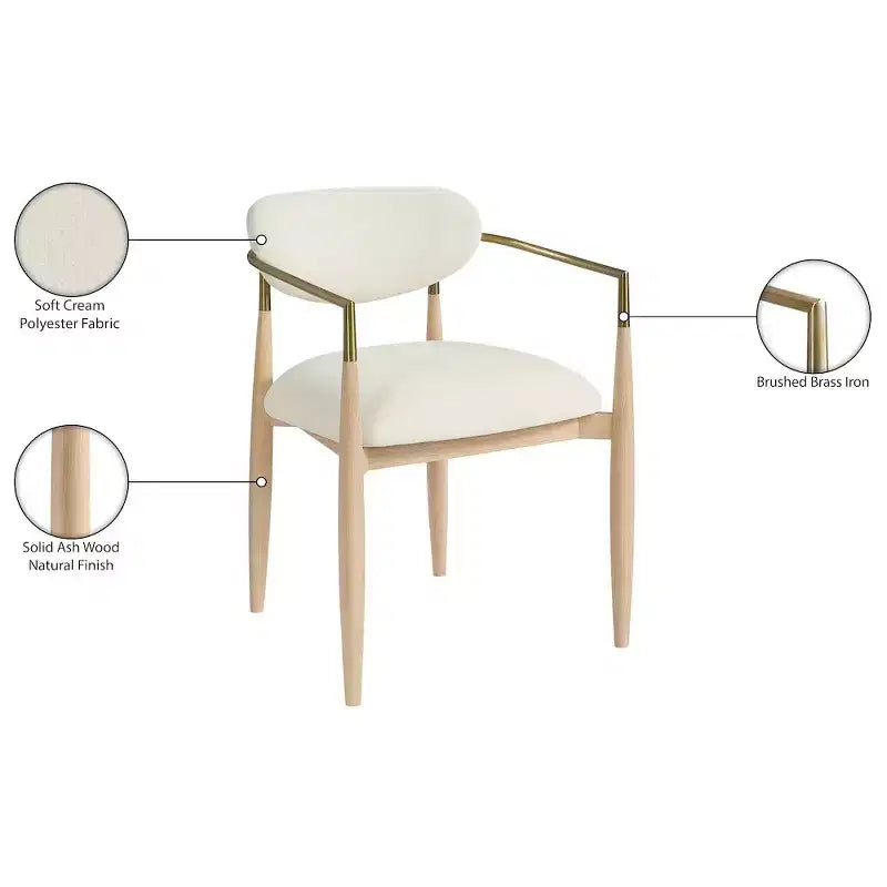 Chaise de salle à manger capitonnée en tissu performant avec accoudoirs, lot de 2