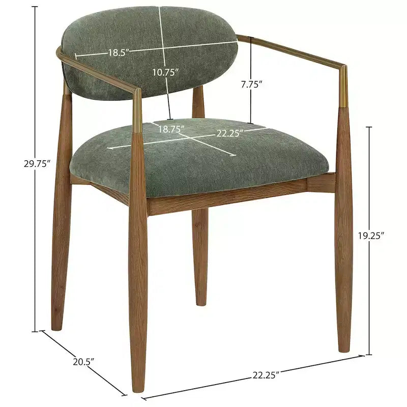 Chaise de salle à manger capitonnée en tissu performant avec accoudoirs, lot de 2