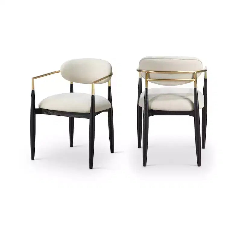 Chaise de salle à manger capitonnée en tissu performant avec accoudoirs, lot de 2