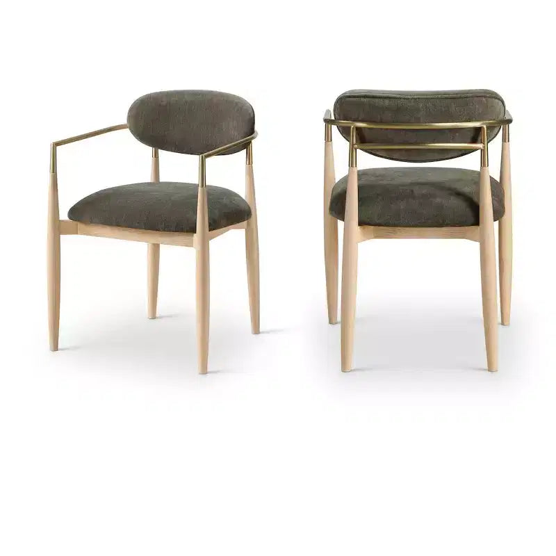 Chaise de salle à manger capitonnée en tissu performant avec accoudoirs, lot de 2