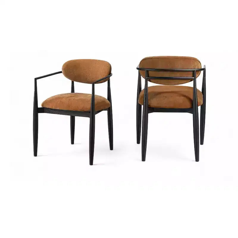 Chaise de salle à manger capitonnée en tissu performant avec accoudoirs, lot de 2