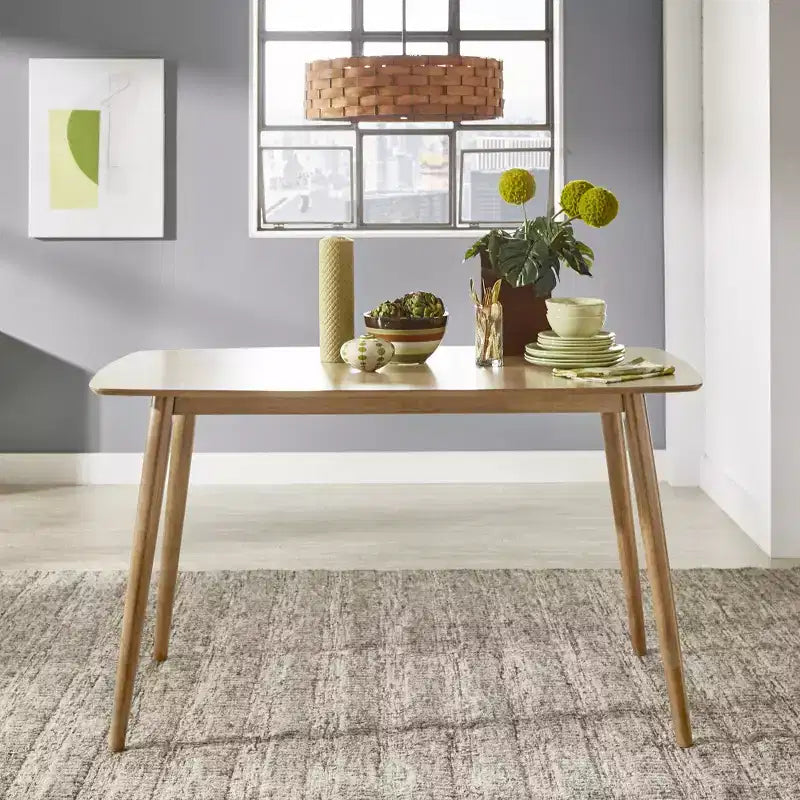 Ensemble de salle à manger Cortland en chêne naturel style mid-century de 160 cm de large, hauteur comptoir