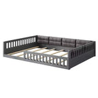 Lit plate-forme en bois pleine grandeur avec garde-corps, oreiller, assemblage facile