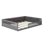 Lit plate-forme en bois pleine grandeur avec garde-corps, oreiller, assemblage facile