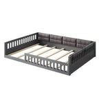 Lit plate-forme en bois pleine grandeur avec garde-corps, oreiller, assemblage facile